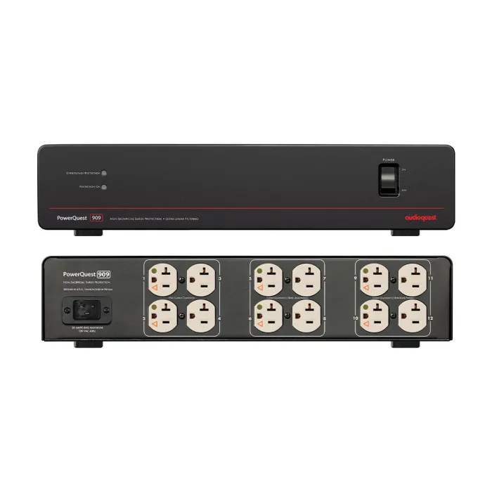 AudioQuest - PowerQuest 909 - 12-Outlet Power Conditioner - Front / Back