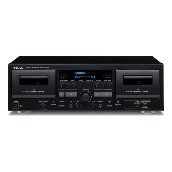 TEAC - W-1200 - Dual Cassette Deck w/ Microphone Input - Black