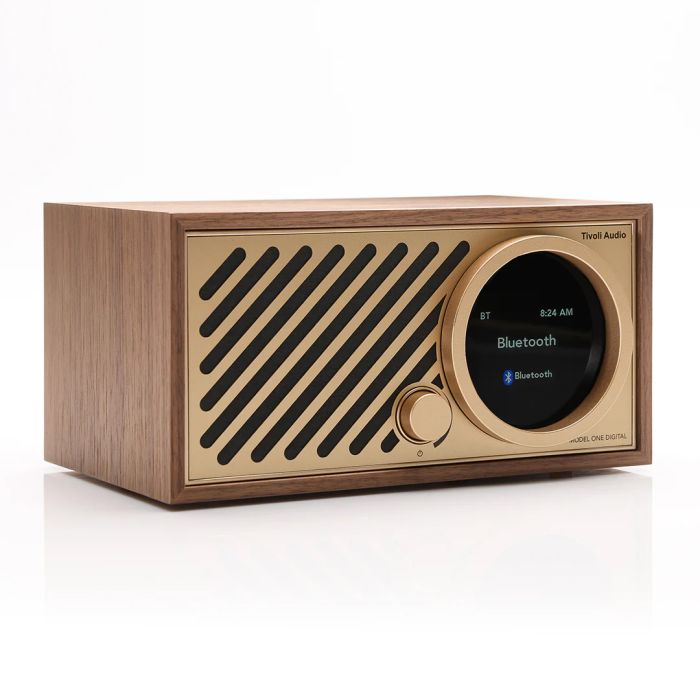 Tivoli Audio - Model One Digital - Gen3 WiFi-BT - Walnut/Gold - Side/Front - Open Box