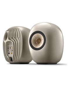 KEF LUXE Premium Wireless Bookshelf Speakers - Dusk Titanium - front/back