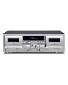 TEAC - W-1200 - Dual Cassette Deck w/ Microphone Input - Silver - Front