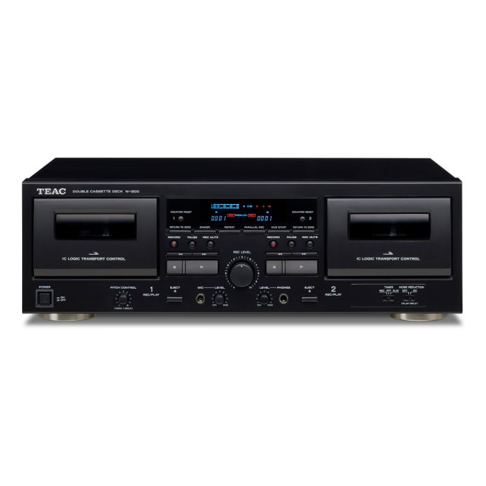 TEAC - W-1200 - Dual Cassette Deck w/ Microphone Input - Black