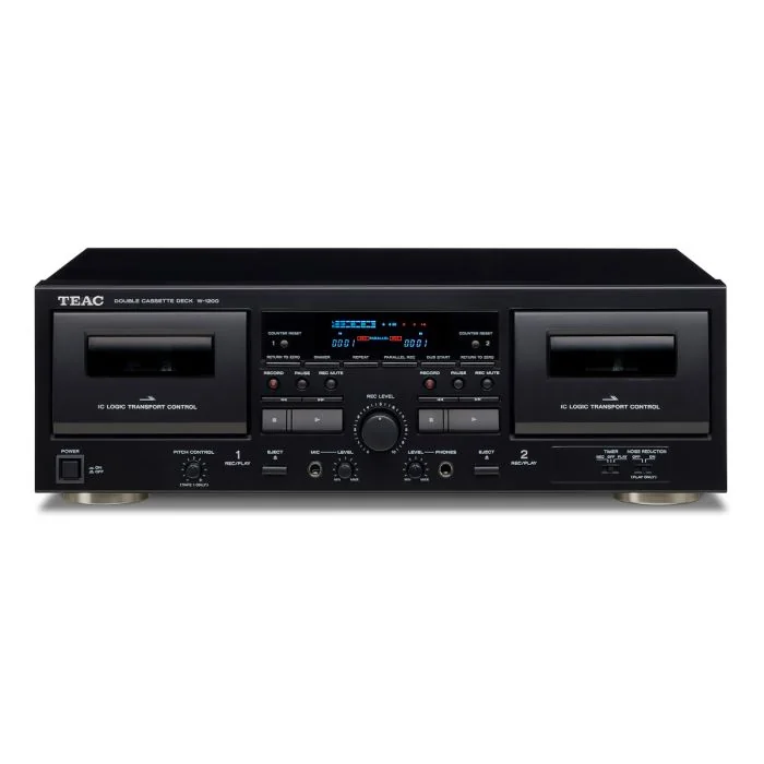 TEAC - W-1200 - Dual Cassette Deck w/ Microphone Input - Black